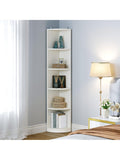Libreria Esquinera Moderna de 5 Estantes para Oficina y Hogar Color Blanco