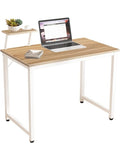 Mesa de Trabajo Moderna con Estructura de Acero y Superficie de Madera para Oficina 100 cm