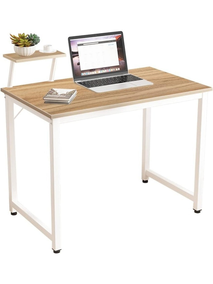 Mesa de Trabajo Moderna con Estructura de Acero y Superficie de Madera para Oficina 100 cm
