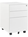Gabinete Archivador Movil de Oficina con Cerradura y 3 Cajones para Documentos y Carpetas Suspendidas Blanco