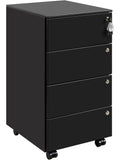 Archivo Metalico Movil con Cuatro Cajones Independientes y Cerraduras Individuales para Oficina Negro