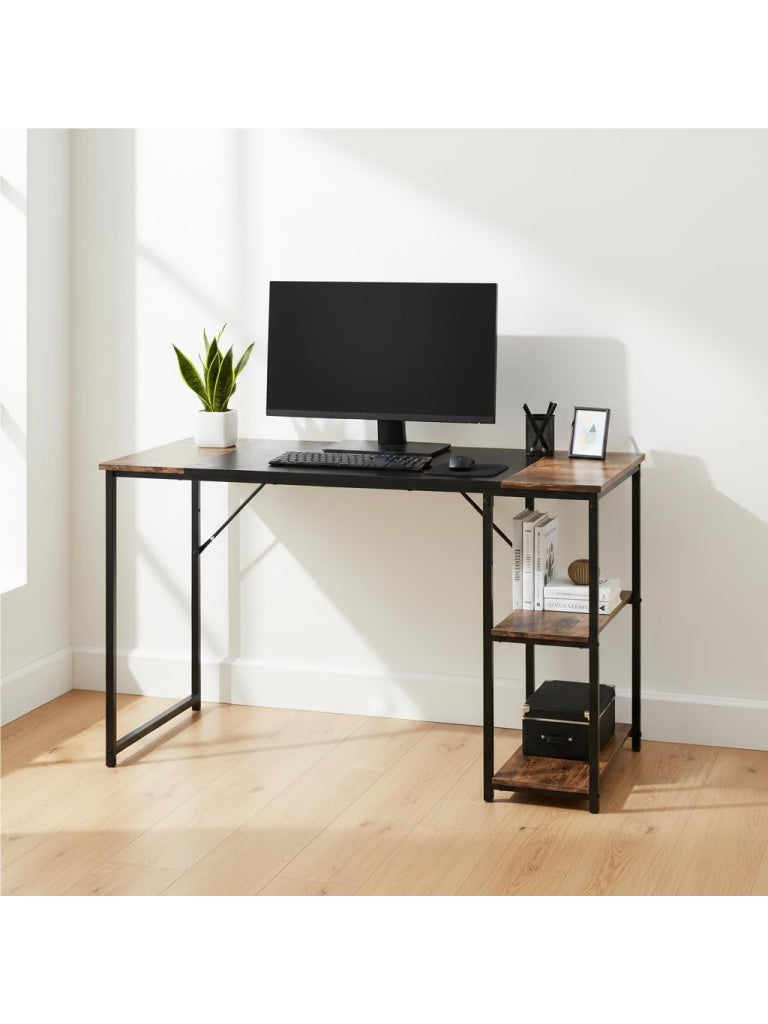 Mesa de Dibujo Ajustable en Altura con Estantes Laterales y Estructura Resistente Marron y Negro